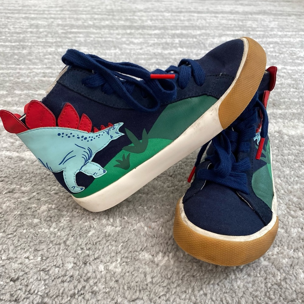 Mini Boden dinosaur stegosaurus kids hightop shoes, size 1